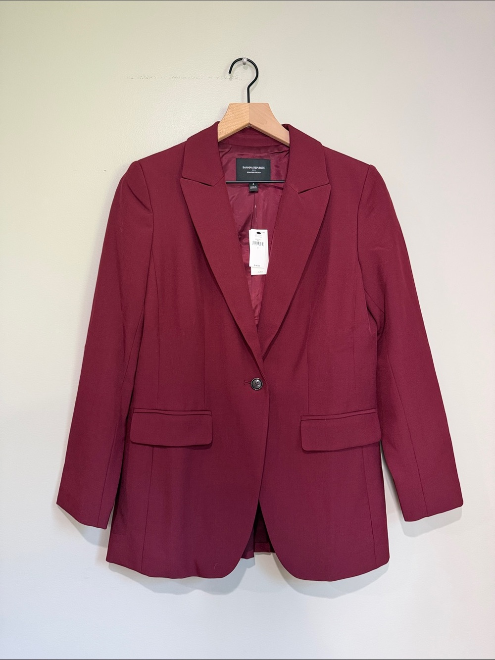 NWT Banana Republic Women's Wine-Red Single-Button Sculpted Stretch Blazer 4
